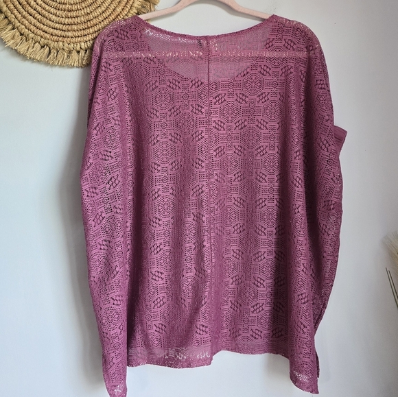 Anthropologie, Akemi + Kin Mauve Bratton Lace Oversized Boho Shirt, Size Small - Picture 4 of 8